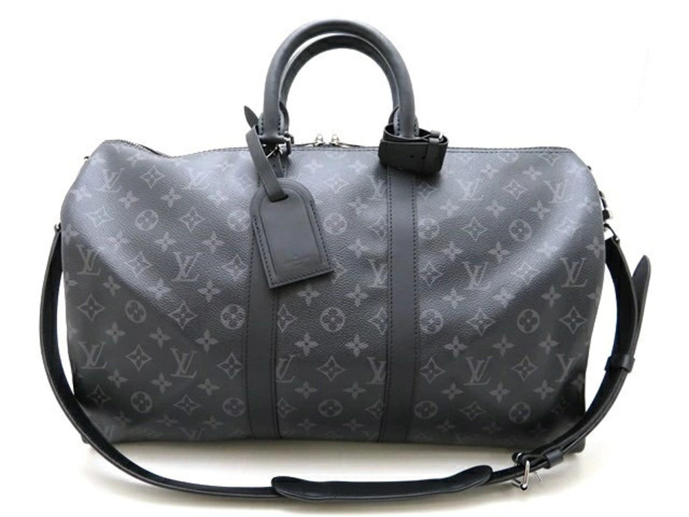 LOUIS VUITTON Keepall Bandouliere Boston Bag Travel Monogram Eclipse Black